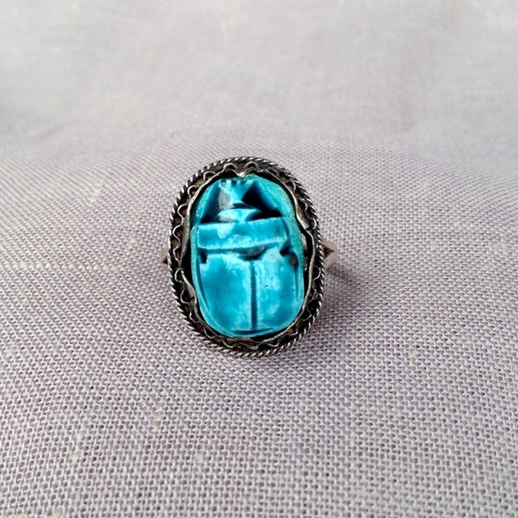Vintage Jewelry - Vintage Egyptian Scarab Ring